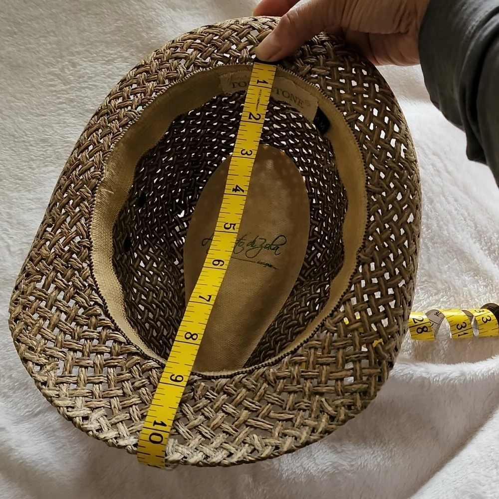 AUGUSTO DI ZOLA- Straw Hat/Fedora,Tan-EUC! - Picture 3 of 15